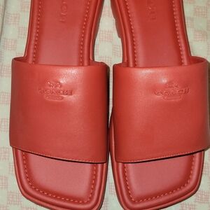 Coach Women's Red Slide Sandals